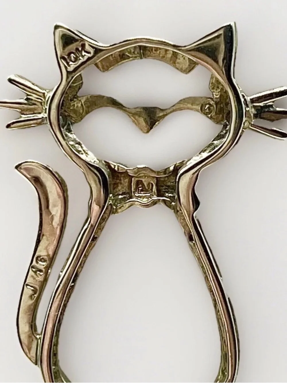 Vahan AV 10K Gold Diamond Cat Pendant Designer Kitty Charm